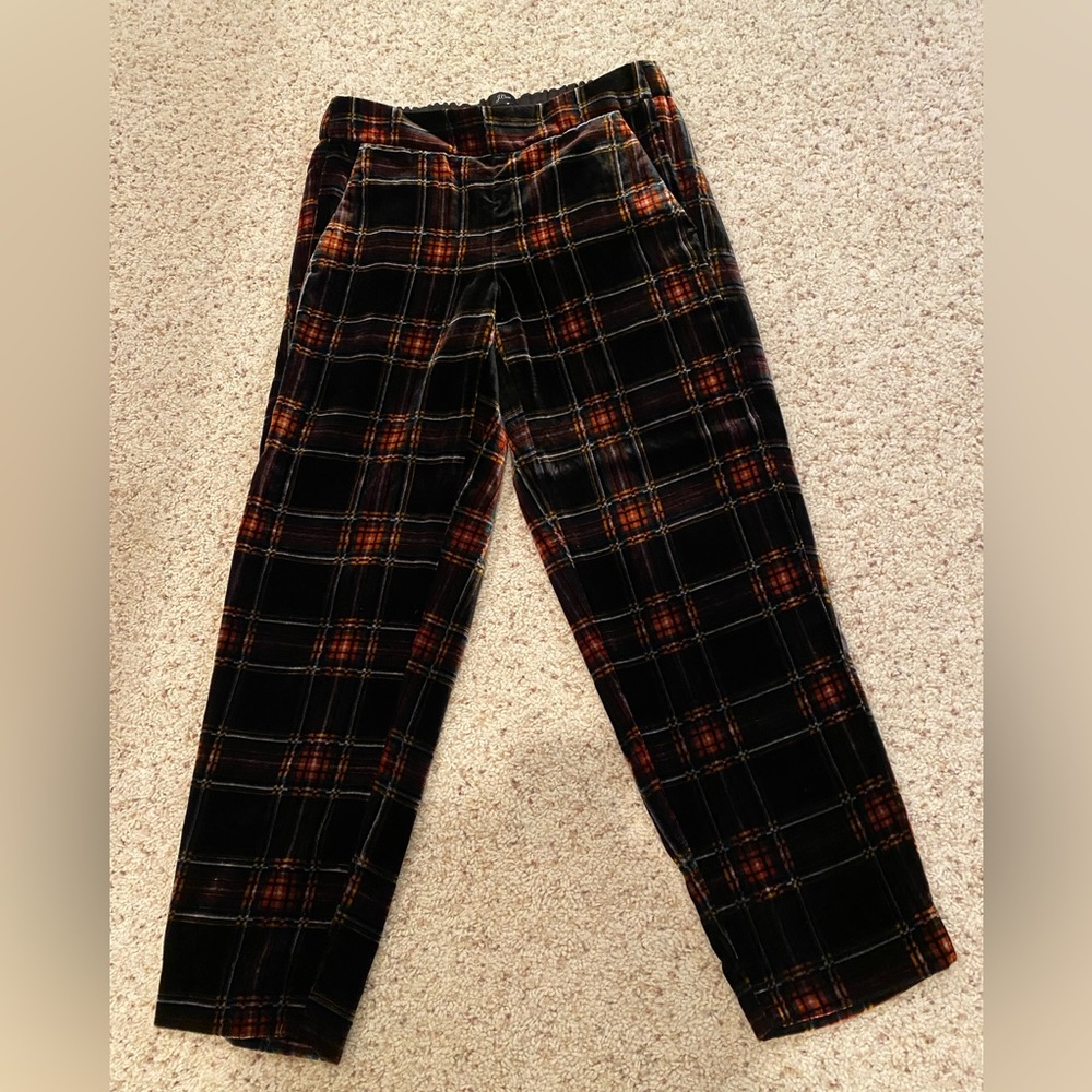 JCrew Velvet Tartan pull on pants size 2…brand new condition